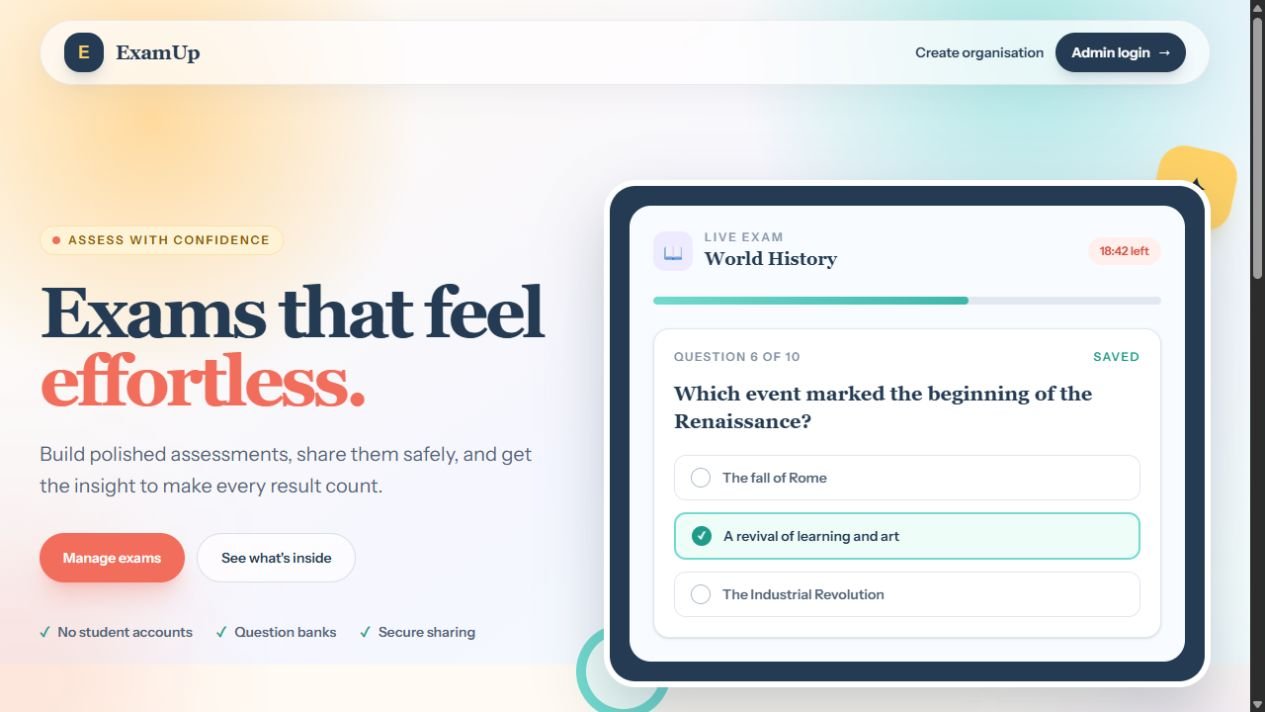 Snapshot of the ExamUp online examination platform